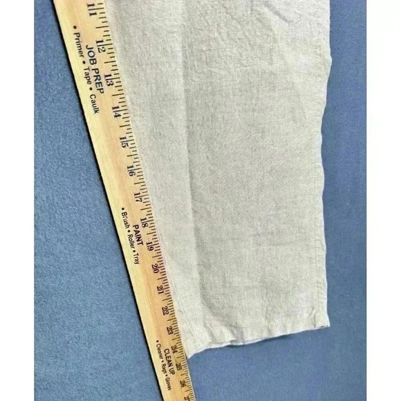 J Jill Love Linen Ankle Pants Womens MP Khaki Flax Elastic Waist High Rise NEW - Picture 8 of 9